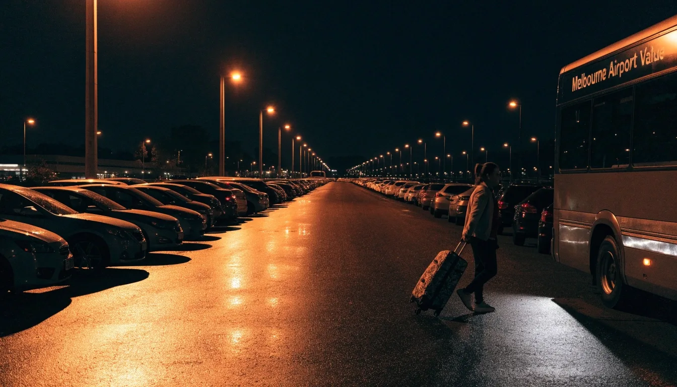Value parking field at night under sodium lights