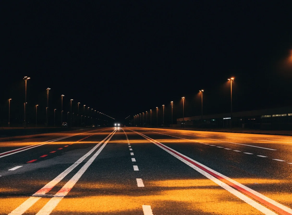 Night view of the airport pickup Wait Zone