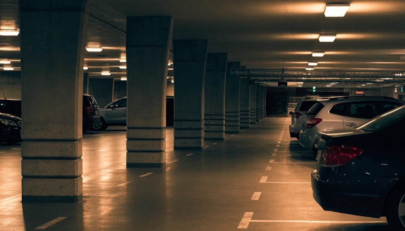 Arrivals Drive at Melbourne Airport at night under sodium lights